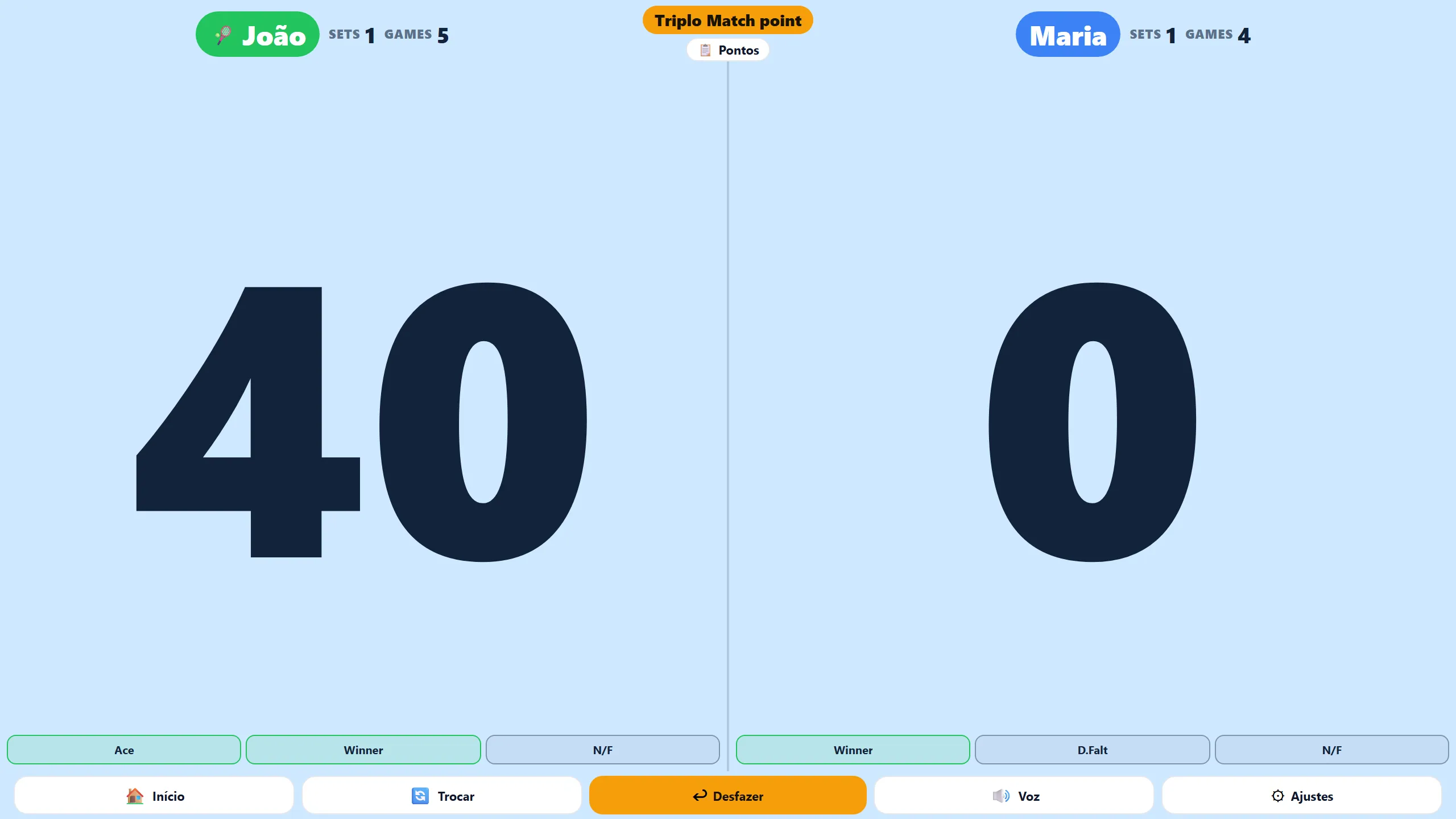 ScoreMode — placar ao vivo no tablet